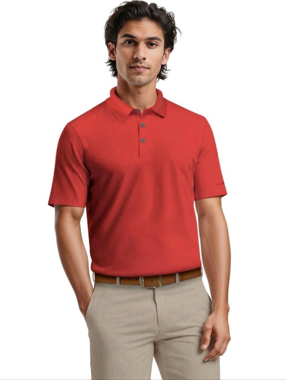 Men's Performance Easy Care Solid Short Sleeve Polo Shirt Size:S/P(28/30)-100069
